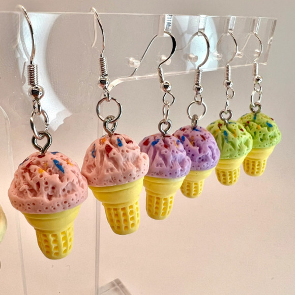 Ice Cream Earrings - Summer Earrings - Beach Vacation Earrings - Dessert Earring - Picture 2 of 10